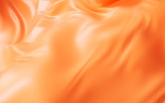 Flowing orange cloth background, 3d rendering. Computer digital drawing.