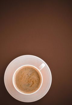 Drinks menu, italian espresso recipe and organic shop concept - Cup of hot coffee as breakfast drink, flatlay cups on brown background