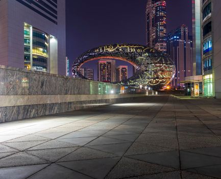 Dubai, UAE - 05.28.2021 Shot of a museum of future at night.