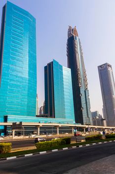 Dubai, UAE - 08.16.2021 - Sheikh Zayed road, downtown