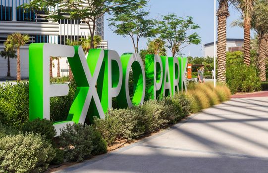 Dubai, UAE - 10.04.2021 Entrance to EXPO 2020 park