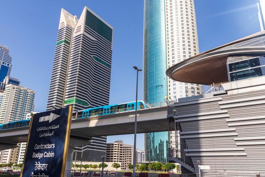 Dubai, UAE - 10.04.2021 Shot of a Dubai metro train