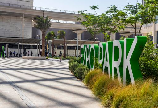 Dubai, UAE - 10.04.2021 Entrance to EXPO 2020 park