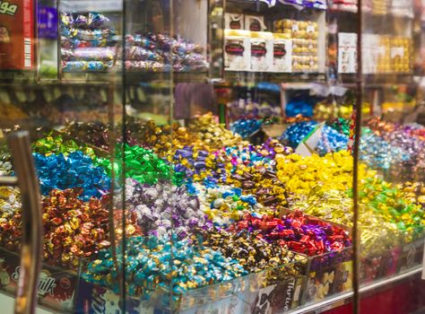Shot of a display with a sweets in small street shop