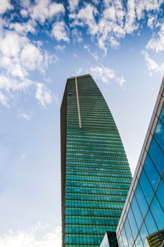 Dubai, UAE - 01.19.2021 - Ubora tower of Business Bay district.