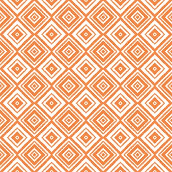 Tiled watercolor pattern. Orange symmetrical kaleidoscope background. Hand painted tiled watercolor seamless. Textile ready radiant print, swimwear fabric, wallpaper, wrapping.