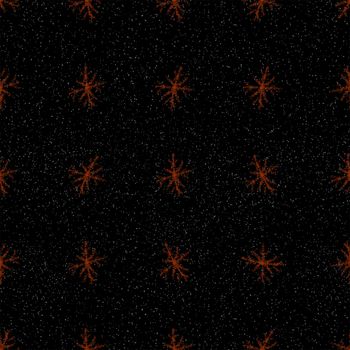 Hand Drawn Snowflakes Christmas Seamless Pattern. Subtle Flying Snow Flakes on chalk snowflakes Background. Appealing chalk handdrawn snow overlay. Flawless holiday season decoration.