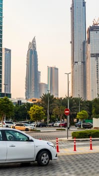 Dubai, UAE - 08.04.2021 - Modern towers Business bay district of Dubai