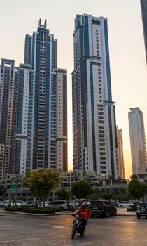 Dubai, UAE - 08.04.2021 - Modern towers Business bay district of Dubai