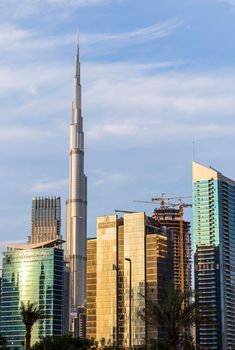 Dubai, UAE - 02.18.2021 Tallest building in the world, Burj Khalifa. Shot made from business bay district.