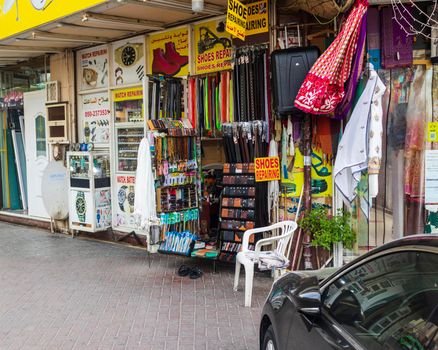 Small shops in busy streets of old town area.