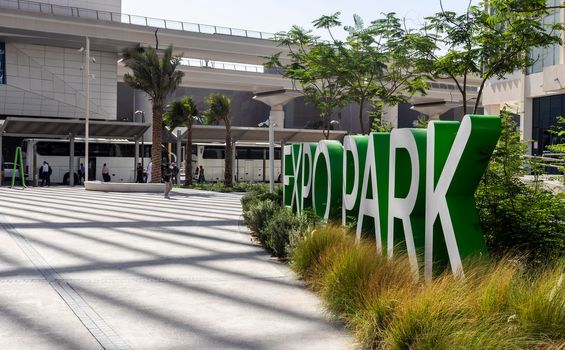 Dubai, UAE - 10.04.2021 Entrance to EXPO 2020 park