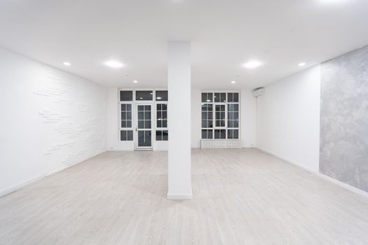 White empty space with ceiling and floor, loft style.