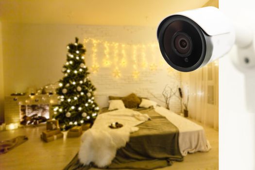 Interior Of Modern Empty Living Room With Security Camera In House