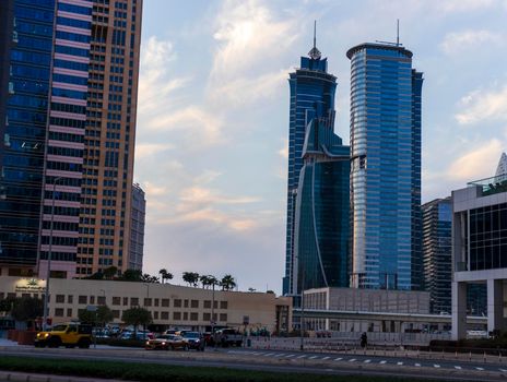 Dubai, UAE - 02.18.2021 Modern buildings of Business Bay district.