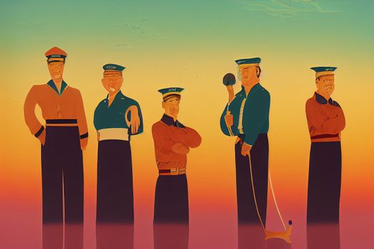 Captains, Mates, and Pilots of Water Vessels ,Toon illustration V2 High quality 2d illustration