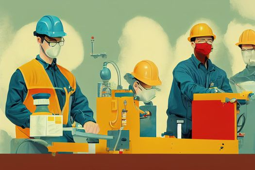 Coating, Painting, and Spraying Machine Operators and Tenders ,Cartoon illustration V2 High quality 2d illustration
