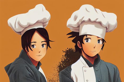 Chefs and Head Cooks ,Anime style illustration V1 High quality 2d illustration