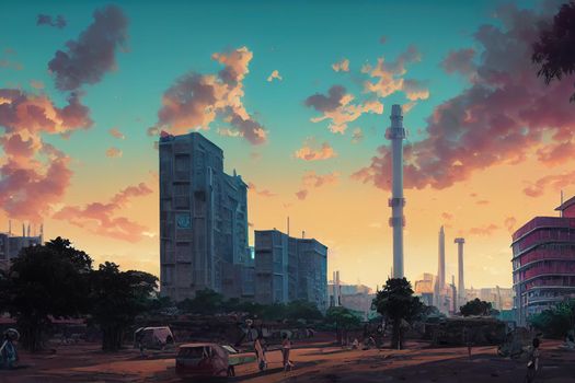 Lomé city 2d Anime illustration V2 High quality 2d illustration