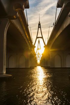 Dubai, UAE - 12.20.2021 Business bay crossing bridge.