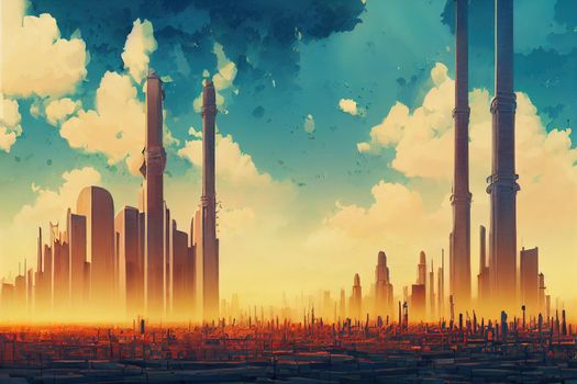 Khartoum abstract city 2d Anime illustration V1 High quality 2d illustration