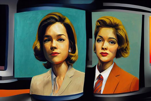 Broadcast News Analysts ,Painting style V2 High quality 2d illustration