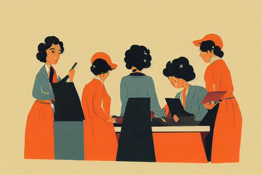 Cashiers ,Cartoon illustration V1 High quality 2d illustration