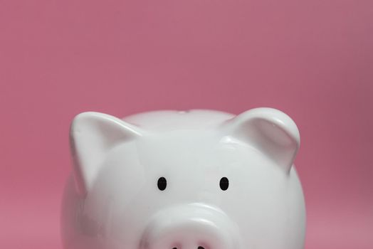 bank saving income financial banking investment profit money economy retirement planning budget earning fund business piggy white on pink background.