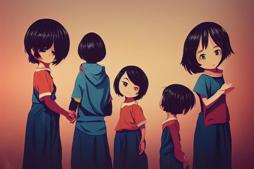 Child Care Workers ,Anime style illustration V2 High quality 2d illustration