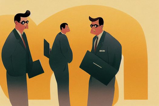 Brokerage Clerks ,Toon illustration V1 High quality 2d illustration