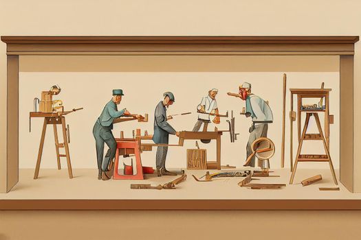Cabinetmakers and Bench Carpenters ,Toon illustration V2 High quality 2d illustration