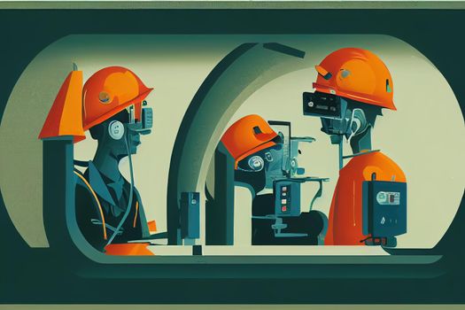 Combination Machine Tool Operators and Tenders, Metal and Plastic ,Cartoon illustration V1 High quality 2d illustration