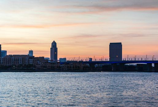 Cityscape at the sunset
