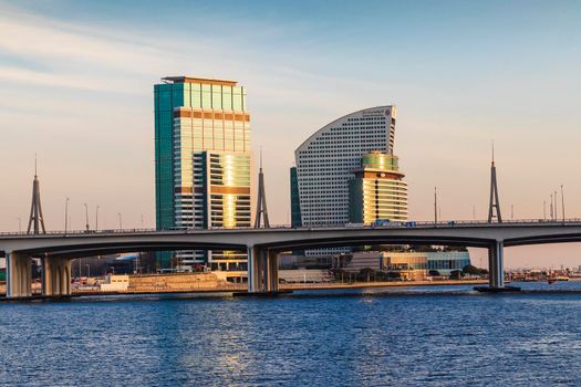 Dubai, UAE - 12.20.2021 Business bay crossing bridge.