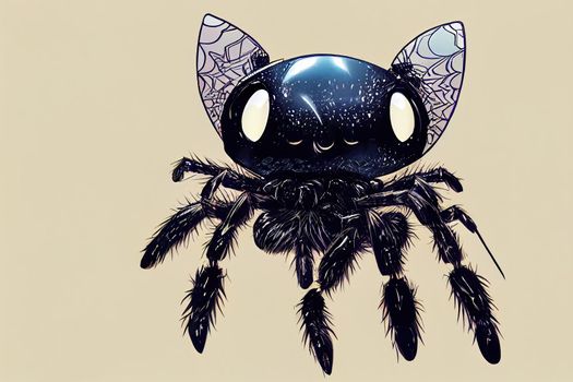 anime style, Cute black spider (Micro image) 2d V1 High quality 2d illustration