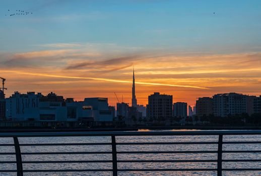 Cityscape at the sunset
