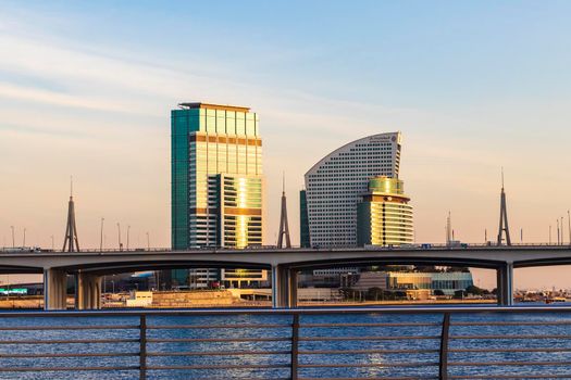 Dubai, UAE - 12.20.2021 Business bay crossing bridge.