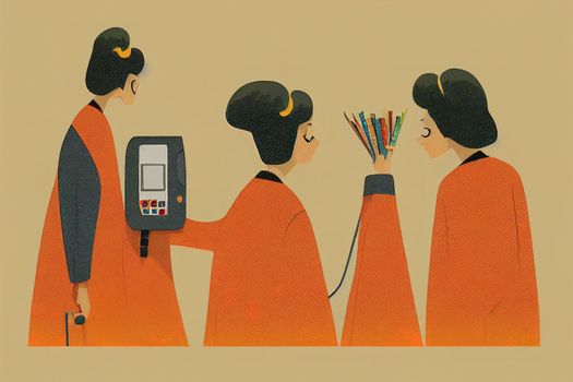 Cashiers ,Cartoon illustration V2 High quality 2d illustration