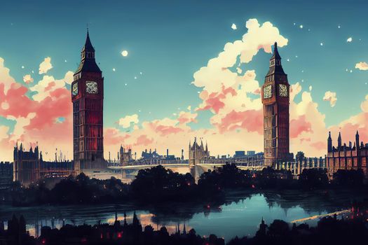 London city 2d Anime illustration V2 High quality 2d illustration