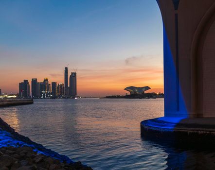 Dubai, UAE - 12.20.2021 Cityscape at the sunset