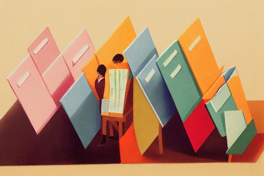 Bookkeeping, Accounting, and Auditing Clerks ,Painting style V1 High quality 2d illustration