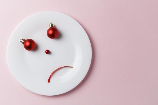 Minimal composition of sad emoticon. Food concept. copy space