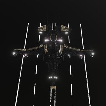 modern space fighter isolated on black background 3d illustration