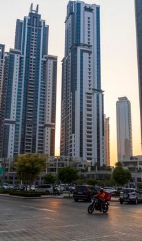 Dubai, UAE - 08.04.2021 - Modern towers Business bay district of Dubai