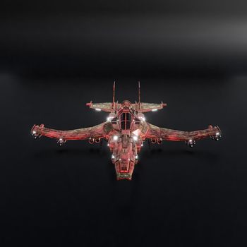 modern space fighter isolated on black background 3d illustration 