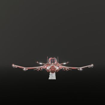 modern space fighter isolated on black background 3d illustration