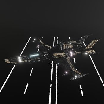 modern space fighter isolated on black background 3d illustration