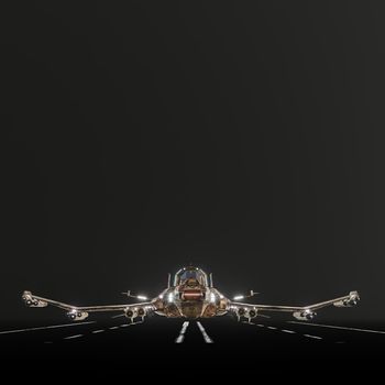 modern space fighter isolated on black background 3d illustration