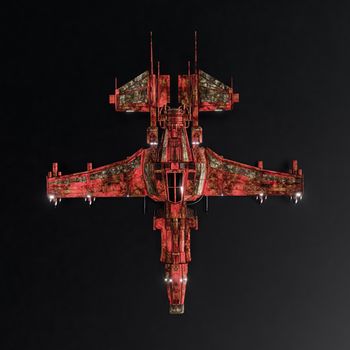 modern space fighter isolated on black background 3d illustration