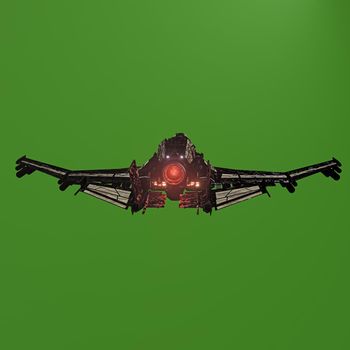 modern space fighter isolated on green background 3d illustration 